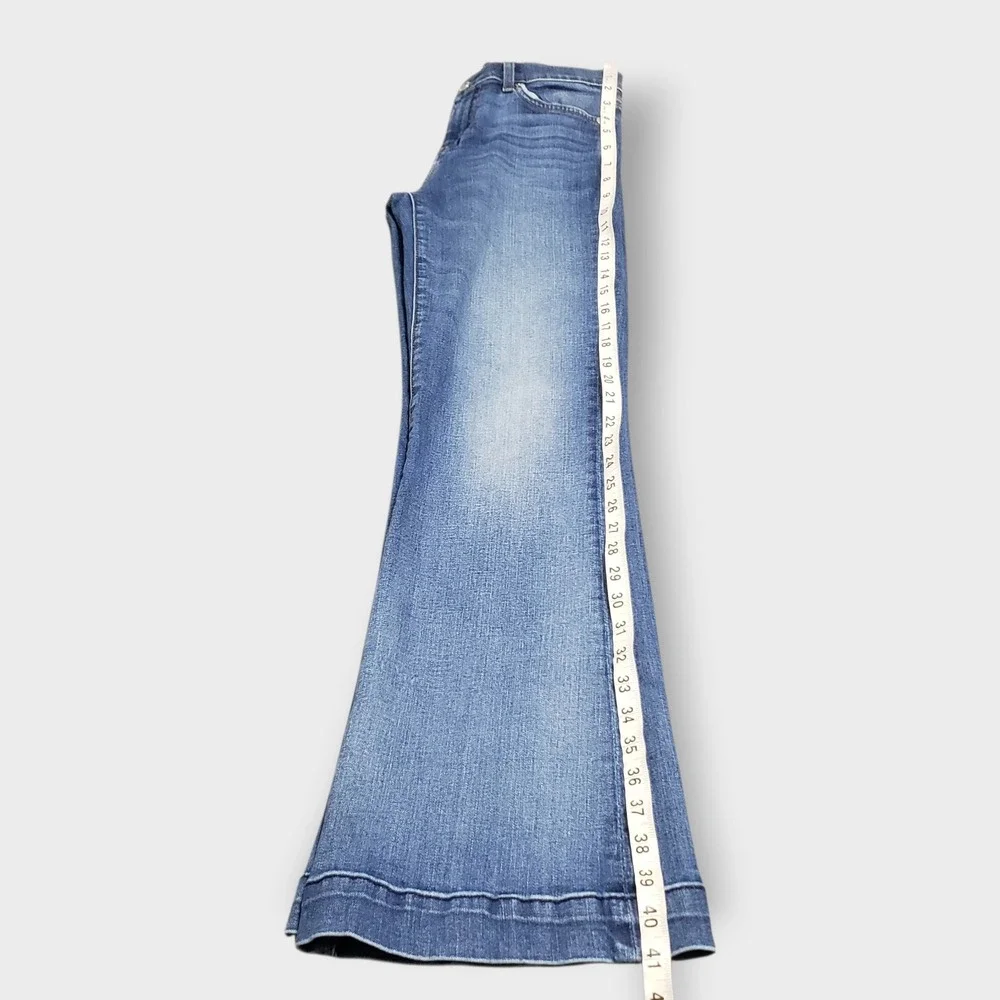 7 For All Mankind Dojo Flare Jeans Blue Denim Women Size 26 Medium Wash - Picture 15 of 15